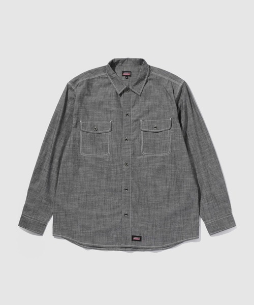Mac-House(マックハウス)の「GENUINE Dickies コットンシャンブレー ダブルポケット 長袖ワークシャツ(シャツ/ブラウス・メンズ・オフホワイト/ブルー/ブラック・M/L/XL)」の5枚目の写真