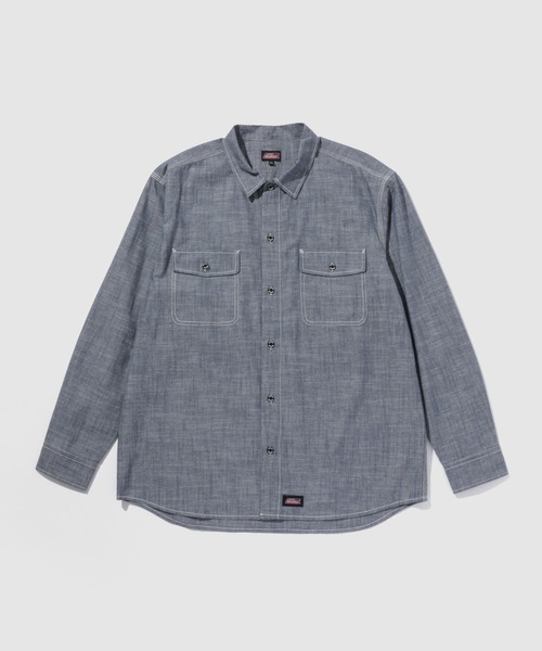 Mac-House(マックハウス)の「GENUINE Dickies コットンシャンブレー ダブルポケット 長袖ワークシャツ(シャツ/ブラウス・メンズ・オフホワイト/ブルー/ブラック・M/L/XL)」の6枚目の写真