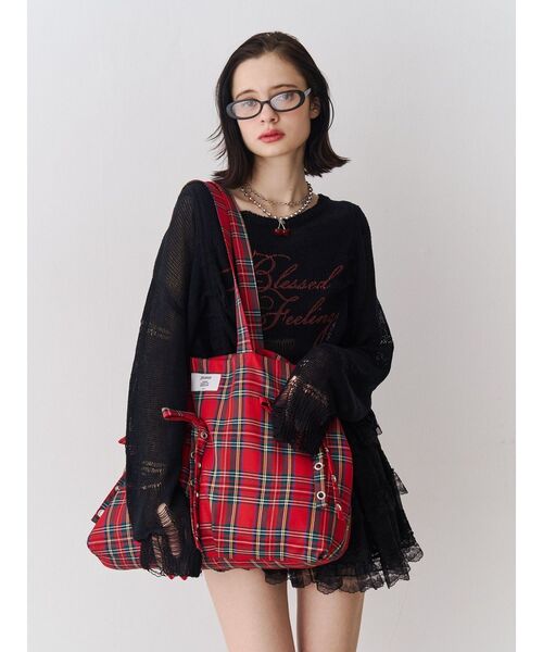 jouetie（ジュエティ）の「ハトメリボンビッグトート（トートバッグ・レディース・レッド/ブラウン/ブラック/オフホワイト・FREE）」の9枚目の写真