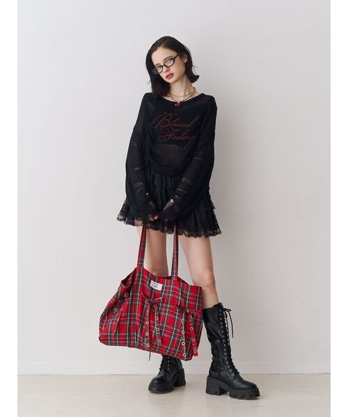 jouetie（ジュエティ）の「ハトメリボンビッグトート（トートバッグ・レディース・レッド/ブラウン/ブラック/オフホワイト・FREE）」の10枚目の写真