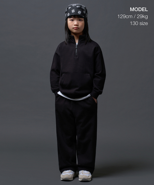 MUSINSA STANDARD KIDS（ムシンサスタンダードキッズ）の「オーバーサイズハーフジップスウェットシャツ[ブラック]（スウェット・レディース・その他・100/110/120/130/140/150/160）」の10枚目の写真