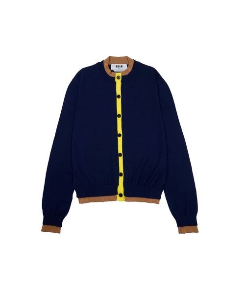 MSGM(エムエスジーエム)の「レイヤードトリム ニットカーディガン(カーディガン/ボレロ・レディース・ブルー系・M)」の1枚目の写真