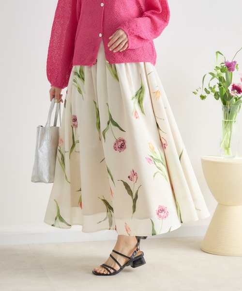 KATHARINE ROSS（キャサリンロス）の「【KATHARINE ROSS】チューリッププリントスカート（スカート・レディース・アイボリー/ネイビー・SMALL/MEDIUM）」の6枚目の写真