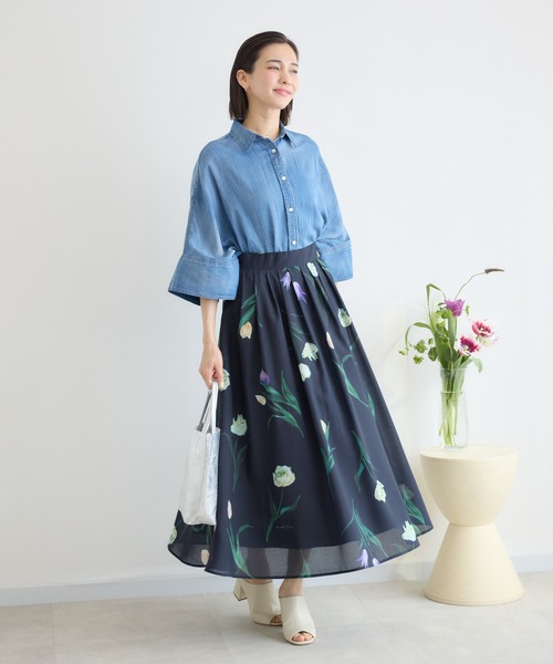 KATHARINE ROSS（キャサリンロス）の「【KATHARINE ROSS】チューリッププリントスカート（スカート・レディース・アイボリー/ネイビー・SMALL/MEDIUM）」の10枚目の写真