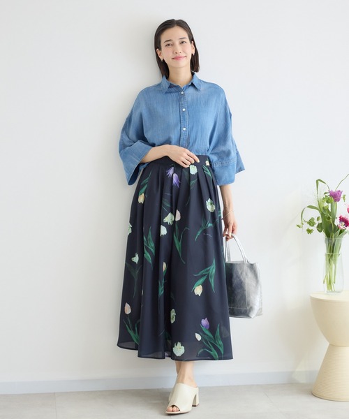 KATHARINE ROSS（キャサリンロス）の「【KATHARINE ROSS】チューリッププリントスカート（スカート・レディース・アイボリー/ネイビー・SMALL/MEDIUM）」の9枚目の写真