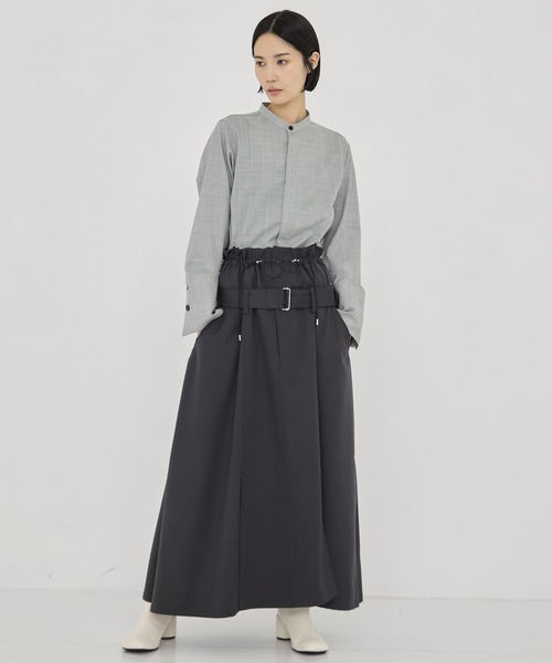 UJOH（ウジョー）の「【UJOH/ウジョー】《STUDIOUS別注》別注 Draw Code Belt Skirt/ドローコードスカート（スカート・レディース・グレー・2/1）」の4枚目の写真