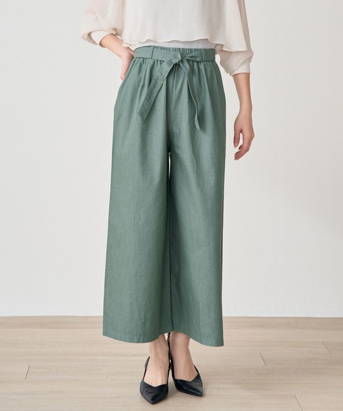 laulea(ラウレア)の「CVCスラブカラーデニム クロプトワイドパンツ(デニムパンツ・レディース・モカ/グリーン/ブラック/オフホワイト・M/L)」の6枚目の写真