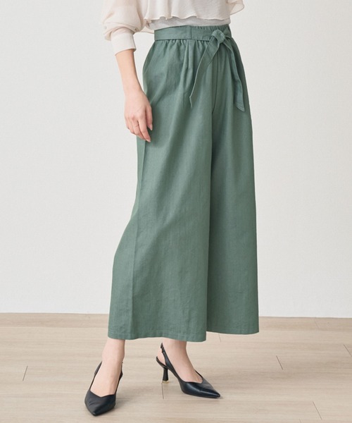 laulea(ラウレア)の「CVCスラブカラーデニム クロプトワイドパンツ(デニムパンツ・レディース・モカ/グリーン/ブラック/オフホワイト・M/L)」の7枚目の写真