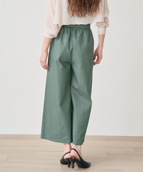 laulea(ラウレア)の「CVCスラブカラーデニム クロプトワイドパンツ(デニムパンツ・レディース・モカ/グリーン/ブラック/オフホワイト・M/L)」の11枚目の写真