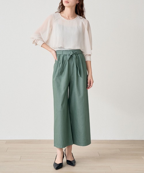 laulea(ラウレア)の「CVCスラブカラーデニム クロプトワイドパンツ(デニムパンツ・レディース・モカ/グリーン/ブラック/オフホワイト・M/L)」の12枚目の写真