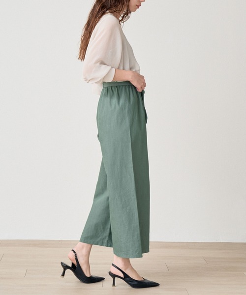 laulea(ラウレア)の「CVCスラブカラーデニム クロプトワイドパンツ(デニムパンツ・レディース・モカ/グリーン/ブラック/オフホワイト・M/L)」の13枚目の写真