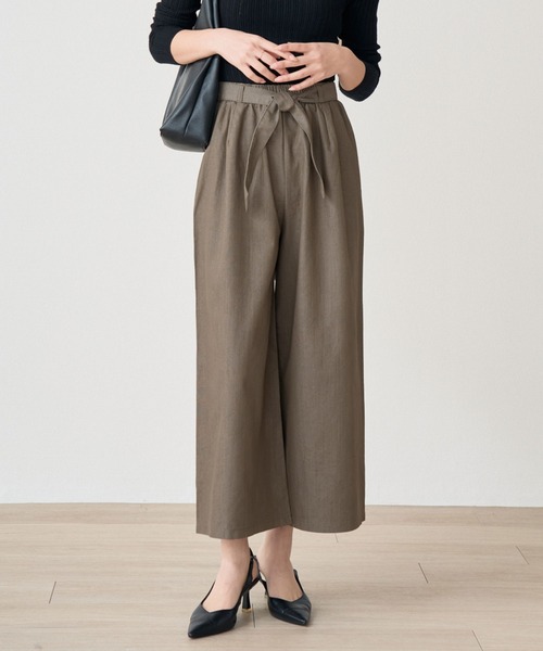 laulea(ラウレア)の「CVCスラブカラーデニム クロプトワイドパンツ(デニムパンツ・レディース・モカ/グリーン/ブラック/オフホワイト・M/L)」の15枚目の写真