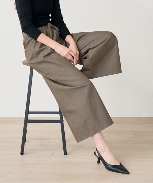 laulea(ラウレア)の「CVCスラブカラーデニム クロプトワイドパンツ(デニムパンツ・レディース・モカ/グリーン/ブラック/オフホワイト・M/L)」の21枚目の写真