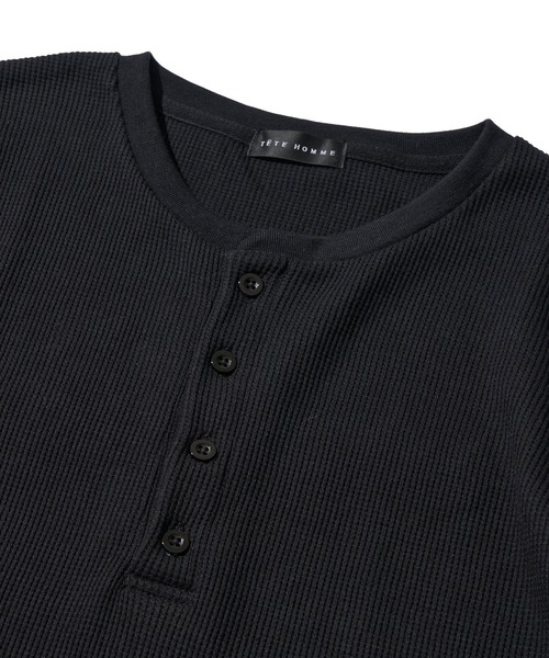 TETE HOMME(テットオム)の「展開店舗限定 サーマル ヘンリーネックショートスリーブTシャツ(Tシャツ/カットソー・メンズ・ホワイト/ブラック/ネイビー/グレー・MEDIUM/X-LARGE/LARGE)」の6枚目の写真