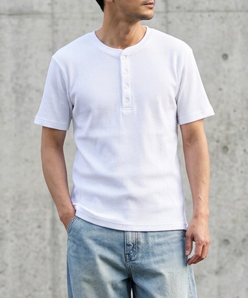 TETE HOMME(テットオム)の「展開店舗限定 サーマル ヘンリーネックショートスリーブTシャツ(Tシャツ/カットソー・メンズ・ホワイト/ブラック/ネイビー/グレー・MEDIUM/X-LARGE/LARGE)」の10枚目の写真