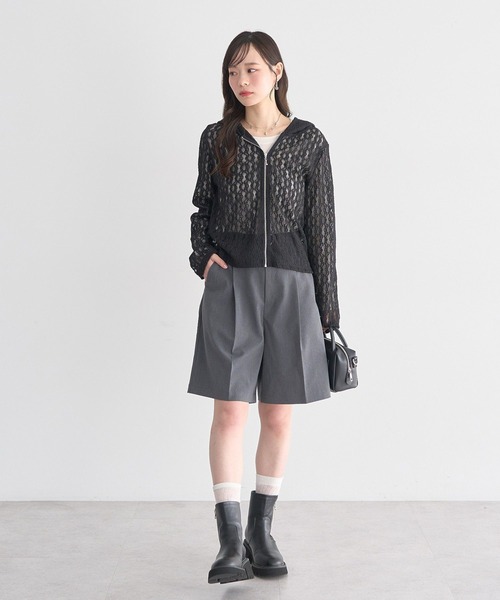 earth music&ecology(アースミュージックアンドエコロジー)の「レースパーカー(パーカー・レディース・ブラック/アイボリー・FREE)」の8枚目の写真