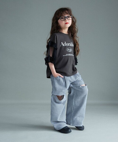 BRANSHES（ブランシェス）の「【WEB限定】チュール切り替え半袖Tシャツ（Tシャツ/カットソー・キッズ・チャコールグレー/グレー・150/140/130/120/110/100）」の15枚目の写真