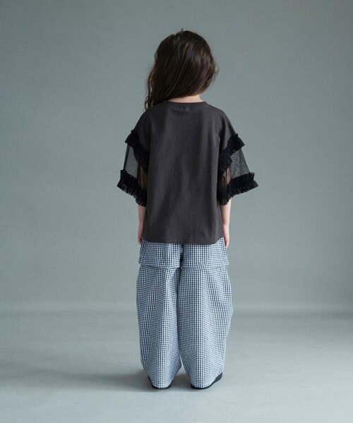 BRANSHES（ブランシェス）の「【WEB限定】チュール切り替え半袖Tシャツ（Tシャツ/カットソー・キッズ・チャコールグレー/グレー・150/140/130/120/110/100）」の6枚目の写真