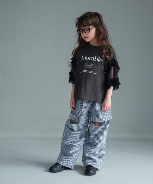 BRANSHES(ブランシェス)の「チュール切り替え半袖Tシャツ(Tシャツ/カットソー・キッズ・チャコールグレー/グレー・150/140/130/120/110/100)」の16枚目の写真