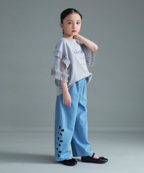 BRANSHES(ブランシェス)の「チュール切り替え半袖Tシャツ(Tシャツ/カットソー・キッズ・チャコールグレー/グレー・150/140/130/120/110/100)」の19枚目の写真