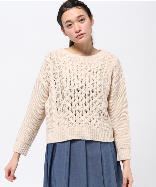 Kastane(カスタネ)の「ケーブルニット(ニット/セーター・レディース・アイボリー/ブラウン/ネイビー・FREE)」の11枚目の写真