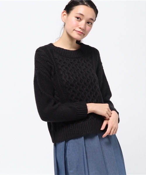 Kastane(カスタネ)の「ケーブルニット(ニット/セーター・レディース・アイボリー/ブラウン/ネイビー・FREE)」の10枚目の写真