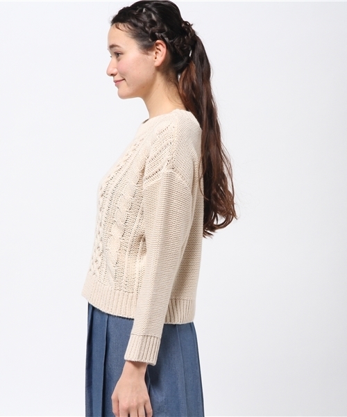 Kastane(カスタネ)の「ケーブルニット(ニット/セーター・レディース・アイボリー/ブラウン/ネイビー・FREE)」の5枚目の写真