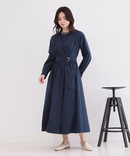 セール】カシュクール風デザインワンピース【洗濯機OK】（ワンピース