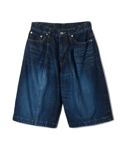 soduk(スドーク)の「【soduk】26SS新作 vintage denim short trousers / ヴィンテージデニムショートトラウザー(デニムパンツ・レディース・インディゴブルー/ブラック・ONE SIZE)」の8枚目の写真