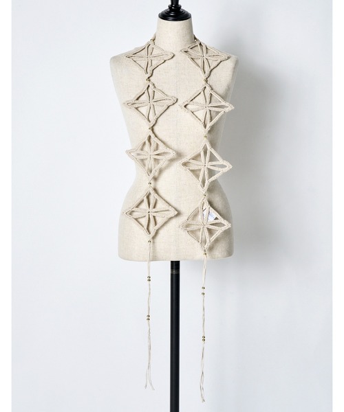 RUMCHE（ラムシェ）の「Leaf Bond Yarn Belt / リーフボンドヤーンベルト（ベルト・レディース・ブラック/ベージュ・FREE）」の5枚目の写真