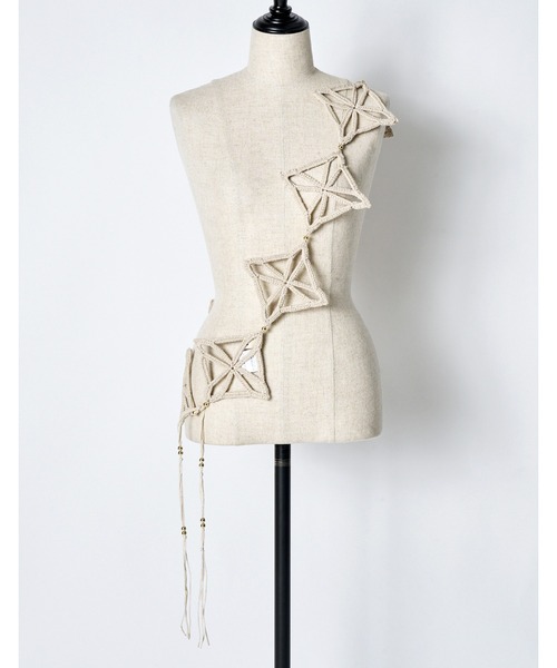 RUMCHE（ラムシェ）の「Leaf Bond Yarn Belt / リーフボンドヤーンベルト（ベルト・レディース・ブラック/ベージュ・FREE）」の6枚目の写真