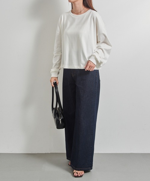 HANES(ヘインズ)の「【Hanes】1P Hanes T-SHIRTS SHIRO for HER クロップドワイドTシャツ(Tシャツ/カットソー・レディース・ホワイト・FREE)」の7枚目の写真