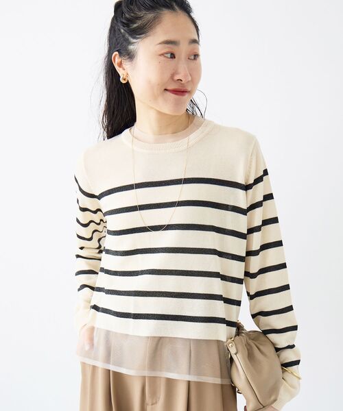 le.coeur blanc（ルクールブラン）の「レイヤードライクシアーボーダープルオーバー（ニット/セーター・レディース・ブラック系その他/ホワイト系その他2・38）」の10枚目の写真