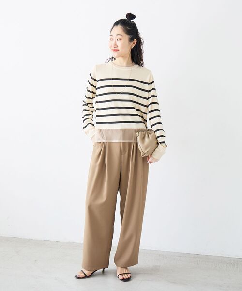 le.coeur blanc（ルクールブラン）の「レイヤードライクシアーボーダープルオーバー（ニット/セーター・レディース・ブラック系その他/ホワイト系その他2・38）」の11枚目の写真