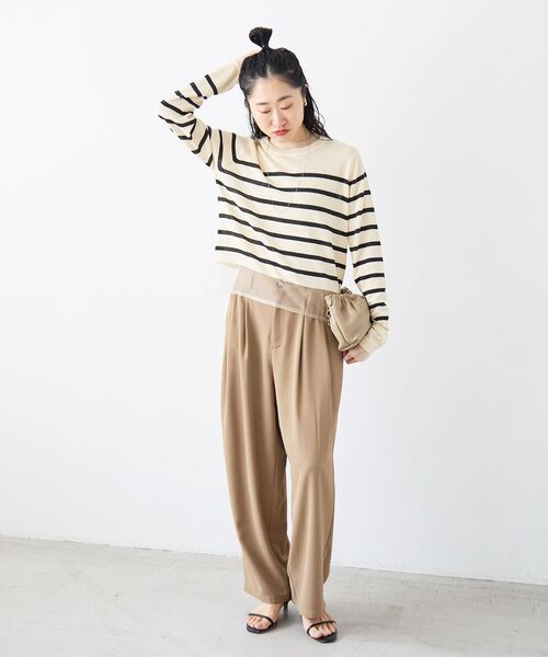 le.coeur blanc（ルクールブラン）の「レイヤードライクシアーボーダープルオーバー（ニット/セーター・レディース・ブラック系その他/ホワイト系その他2・38）」の12枚目の写真