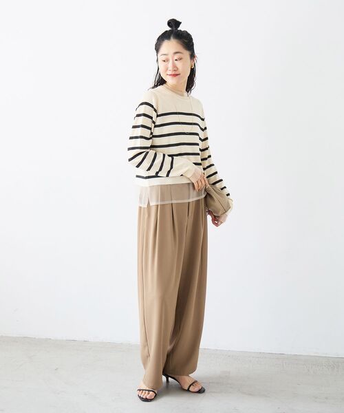 le.coeur blanc（ルクールブラン）の「レイヤードライクシアーボーダープルオーバー（ニット/セーター・レディース・ブラック系その他/ホワイト系その他2・38）」の13枚目の写真