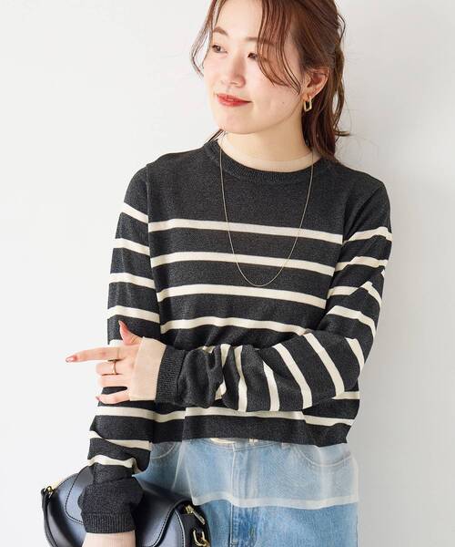 le.coeur blanc（ルクールブラン）の「レイヤードライクシアーボーダープルオーバー（ニット/セーター・レディース・ブラック系その他/ホワイト系その他2・38）」の18枚目の写真