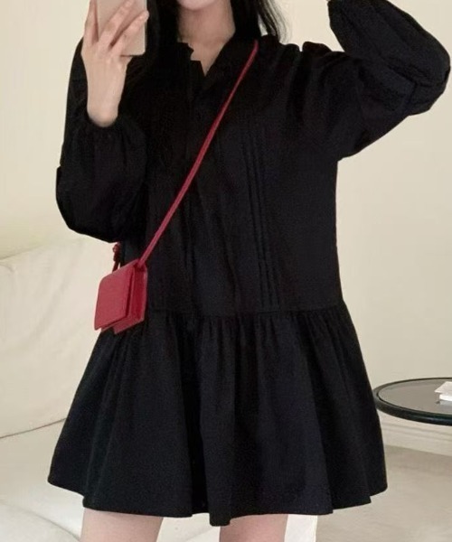 Ada.(エイダ)の「【Mellfy】ウエスト切替 ティアード風 フレア シャツワンピース(シャツワンピース・レディース・ホワイト/ブラック・FREE)」の1枚目の写真