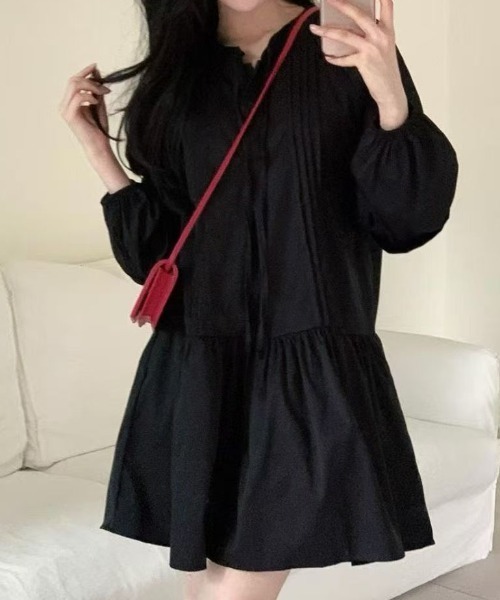 Ada.(エイダ)の「【Mellfy】ウエスト切替 ティアード風 フレア シャツワンピース(シャツワンピース・レディース・ホワイト/ブラック・FREE)」の7枚目の写真