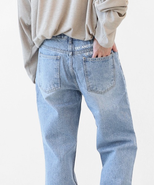 minsobi（ミンソビ）の「ストレートフィット レタリングデニムパンツ S/M/L（デニムパンツ・メンズ・ブルー・MEDIUM/SMALL/LARGE）」の7枚目の写真
