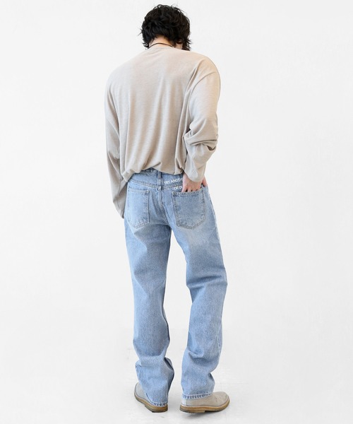 minsobi（ミンソビ）の「ストレートフィット レタリングデニムパンツ S/M/L（デニムパンツ・メンズ・ブルー・MEDIUM/SMALL/LARGE）」の6枚目の写真