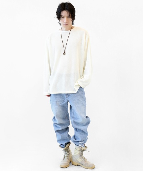 minsobi（ミンソビ）の「ストレートフィット レタリングデニムパンツ S/M/L（デニムパンツ・メンズ・ブルー・MEDIUM/SMALL/LARGE）」の14枚目の写真