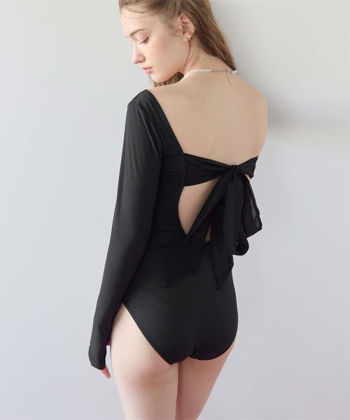 セール】バックオープンリボン長袖ワンピース/水着(水着)|SEA DRESS セール】バックオープンリボン長袖ワンピース/水着(水着)|SEA DRESS