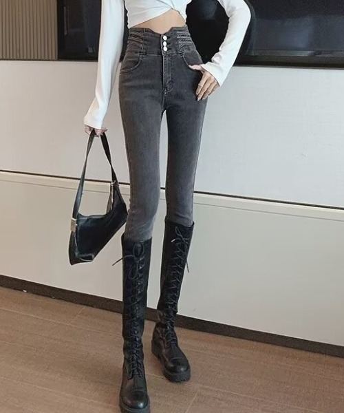 Teem Store(チームストア)の「ハイウエストスキニーデニム 体型盛れ 美脚(デニムパンツ・レディース・ブルー/チャコール/ブラック・S/M)」の19枚目の写真