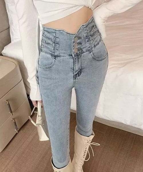Teem Store(チームストア)の「ハイウエストスキニーデニム 体型盛れ 美脚(デニムパンツ・レディース・ブルー/チャコール/ブラック・S/M)」の22枚目の写真
