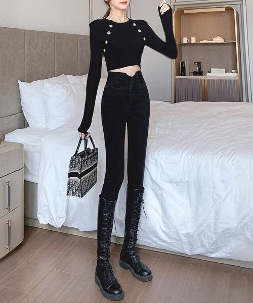 Teem Store(チームストア)の「ハイウエストスキニーデニム 体型盛れ 美脚(デニムパンツ・レディース・ブルー/チャコール/ブラック・S/M)」の12枚目の写真