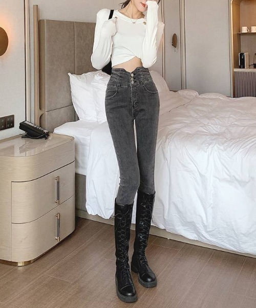 Teem Store(チームストア)の「ハイウエストスキニーデニム 体型盛れ 美脚(デニムパンツ・レディース・ブルー/チャコール/ブラック・S/M)」の17枚目の写真
