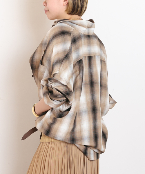 AP STUDIO（エーピーストゥディオ）の「サマーオンブレチェックシャツ（シャツ/ブラウス・レディース・キャメル・FREE）」の11枚目の写真