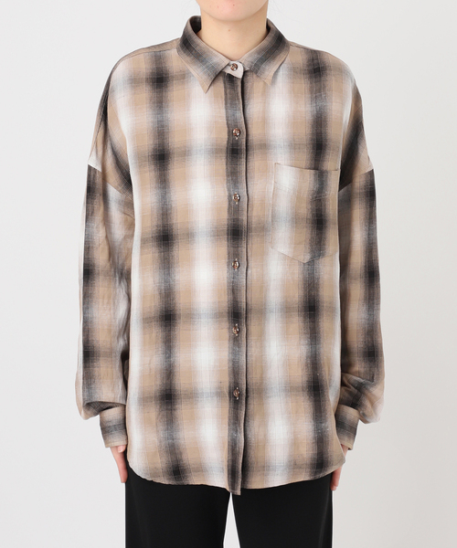 AP STUDIO（エーピーストゥディオ）の「サマーオンブレチェックシャツ（シャツ/ブラウス・レディース・キャメル・FREE）」の2枚目の写真