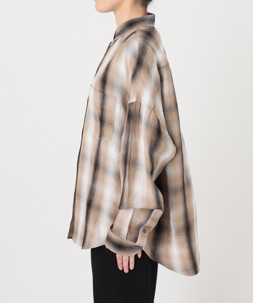 AP STUDIO（エーピーストゥディオ）の「サマーオンブレチェックシャツ（シャツ/ブラウス・レディース・キャメル・FREE）」の3枚目の写真